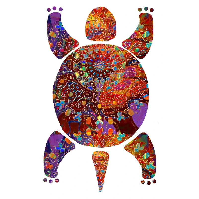 extravagant boho turtle mosaic colorful glitter
