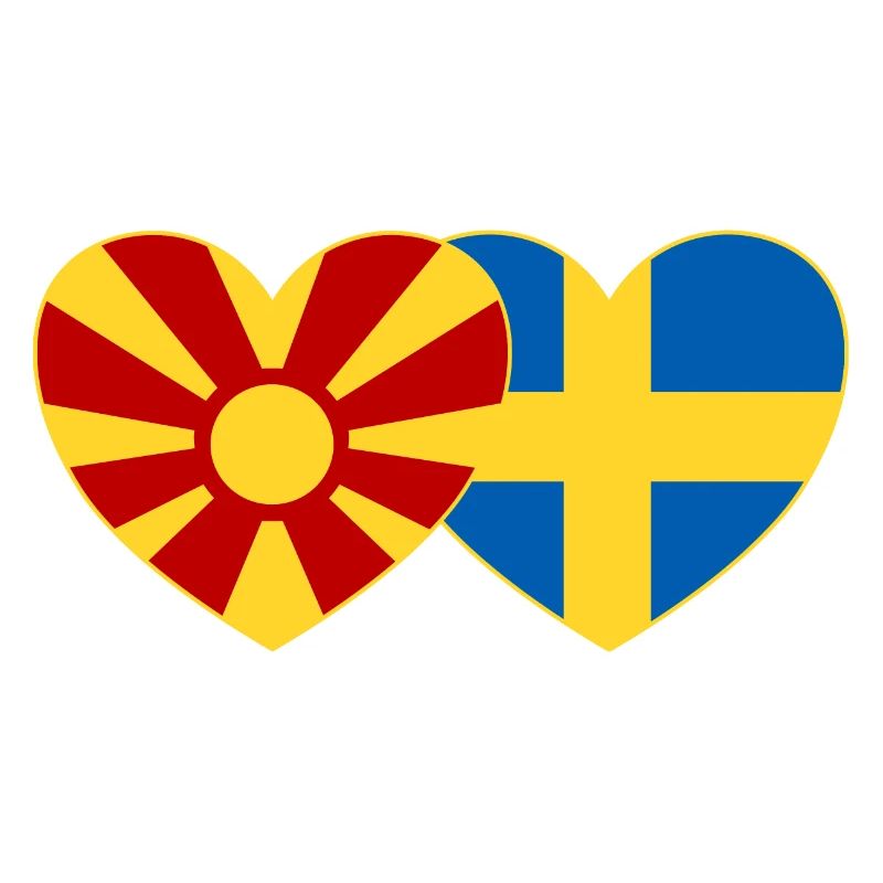 Macédoine Suède Flag Coeur