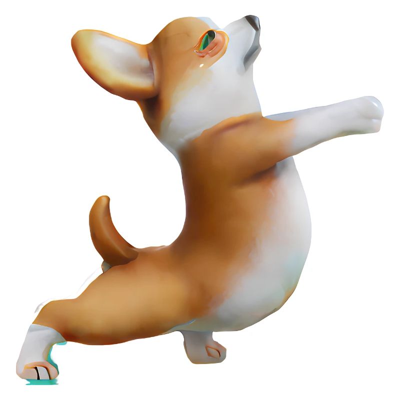 Chien Corgi en pose de yoga