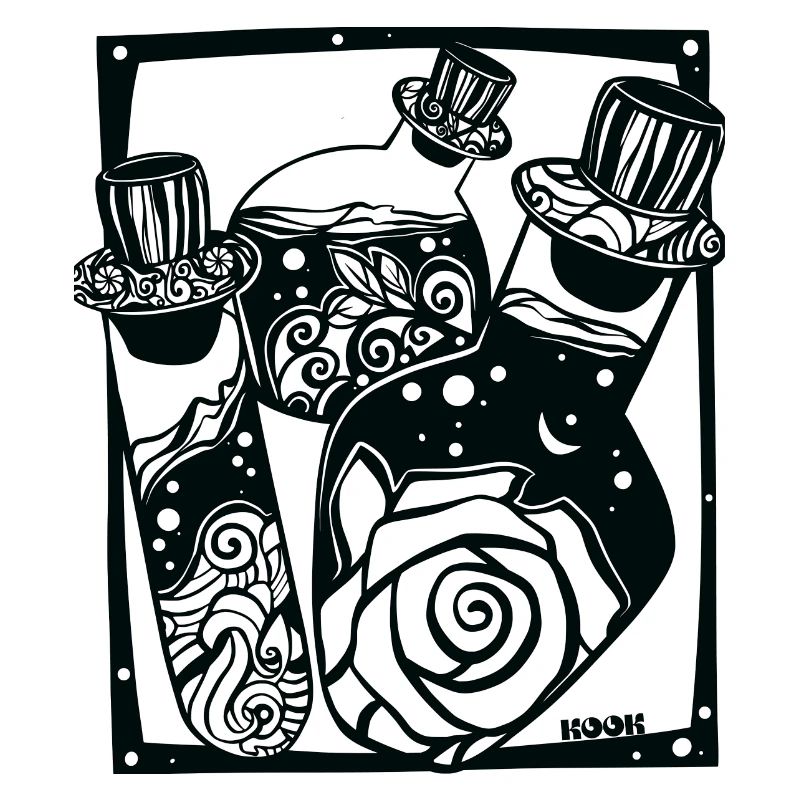 Floral magic potion bottle.