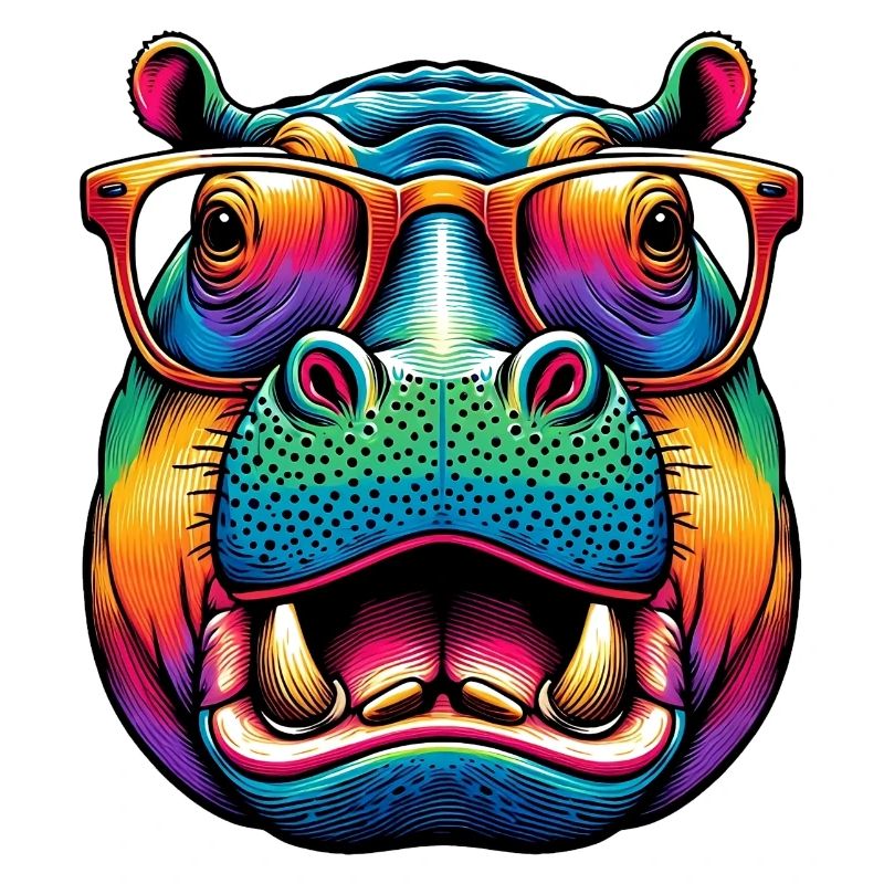 Nilpferd mit Brille