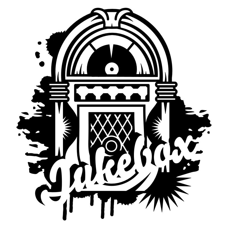 Jukebox in stencil street art style with typography