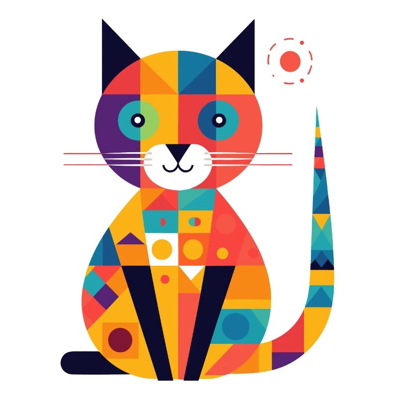 Cat with a Colorful Geometric Design