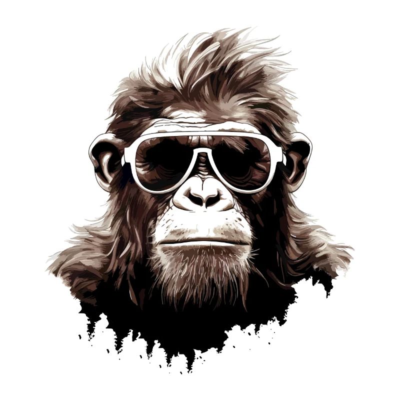 Monkey Sunglasses Cool Chimpanzee Gorilla Art