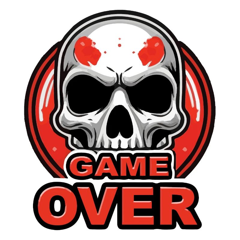 Skull Game Over Red Crest