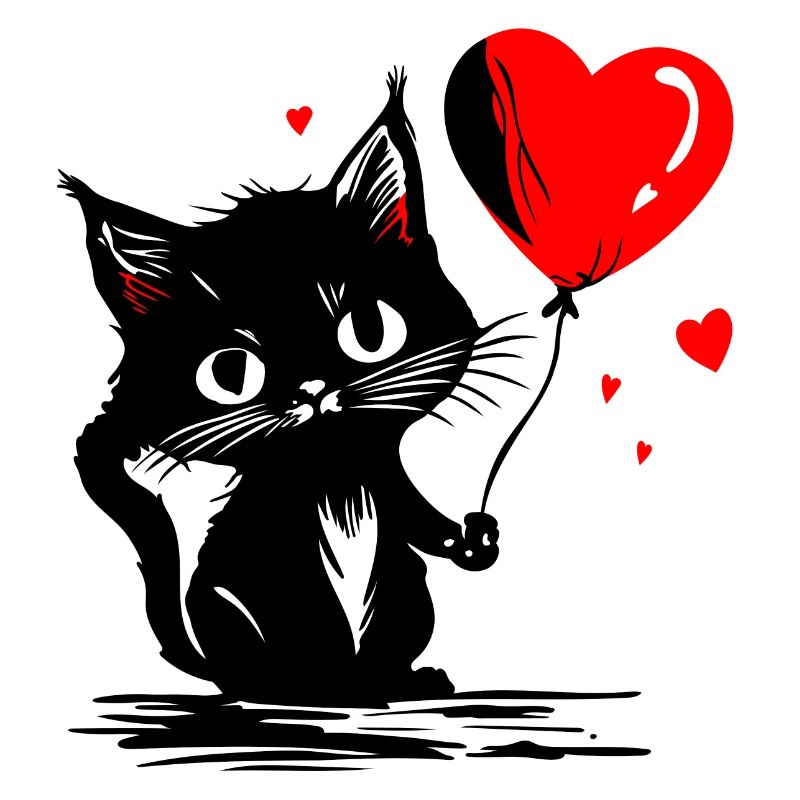 Katze Herz Luftballon rot Muttertag Street Art