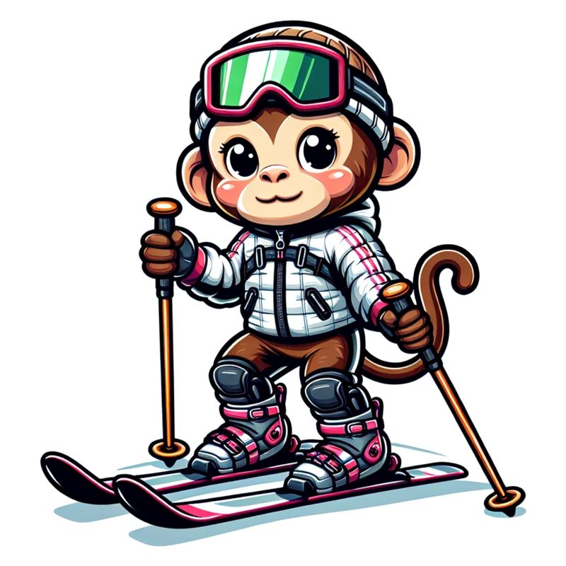 Singe skieur mignon
