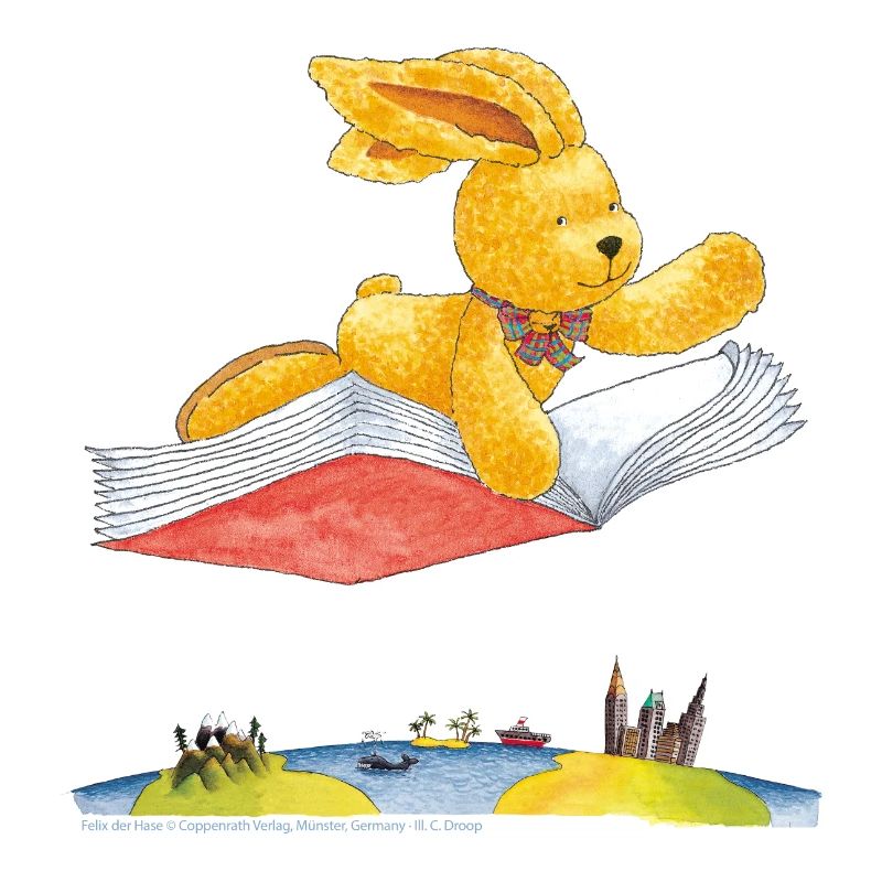 Felix the Rabbit Flying Book