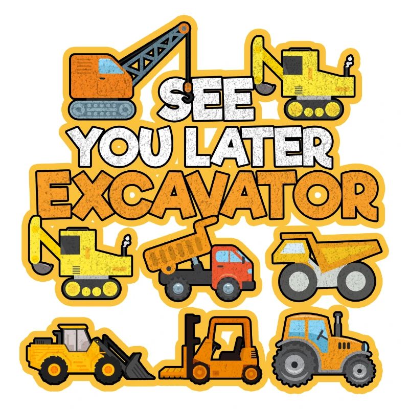 Excavator Construction Site Construction Worker Construction Truck I Gift