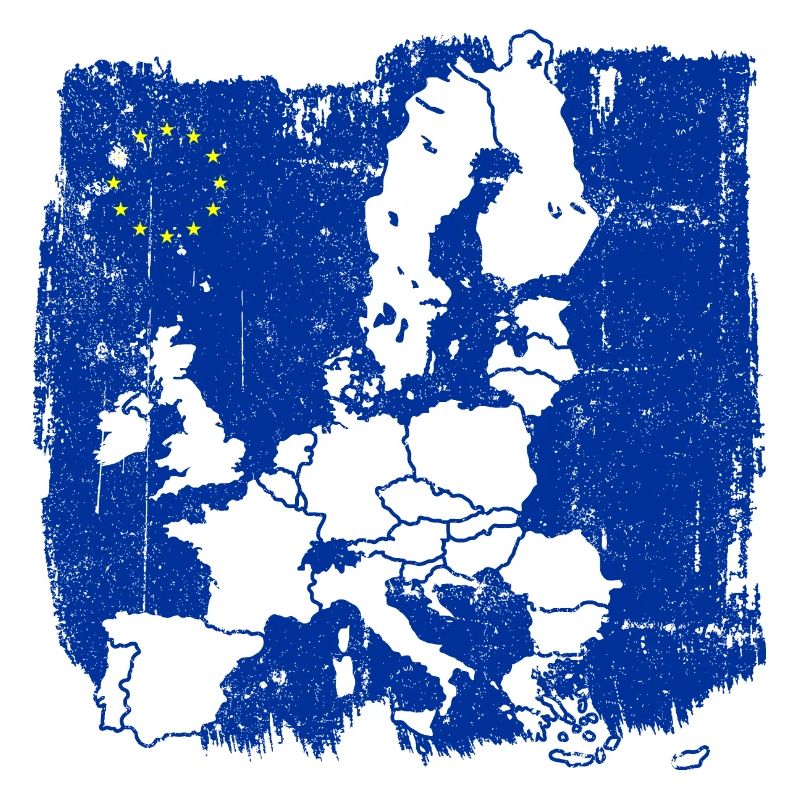 Blue Europe Map Silhouette