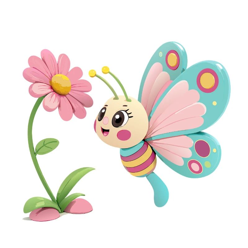 Papillon joyeux face à une fleur