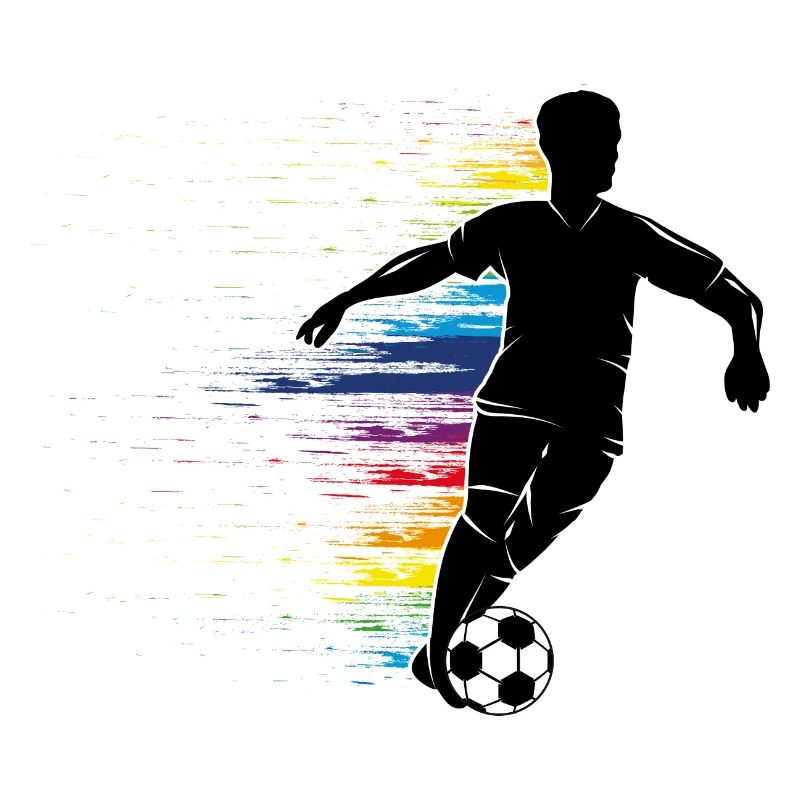 Fussballer Silhouette mit buntem Graffiti