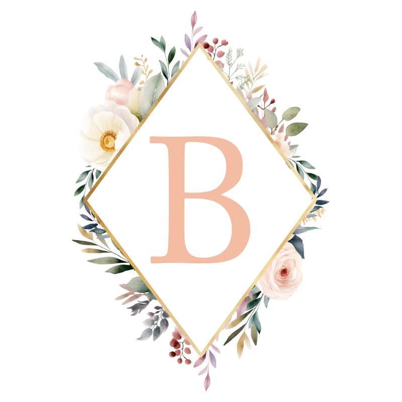 B Monogram, Floral, Boho