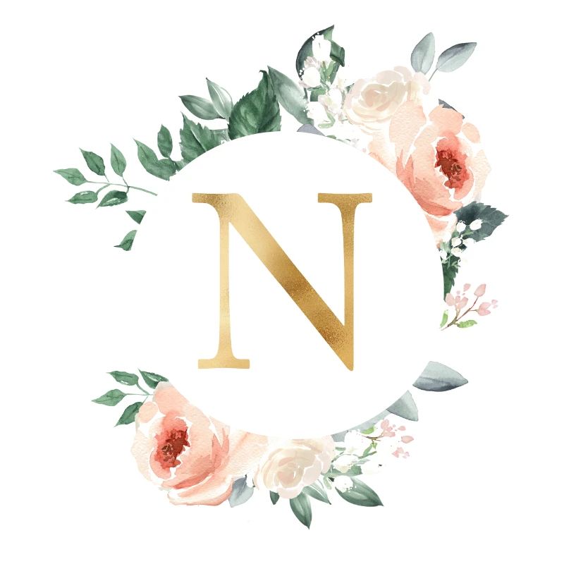 N Monogram Green, Pastel, Wreath