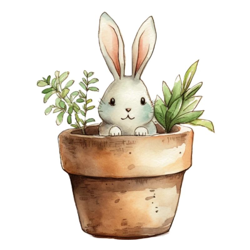 Lapin dans un pot de fleurs - pour la classe lapin