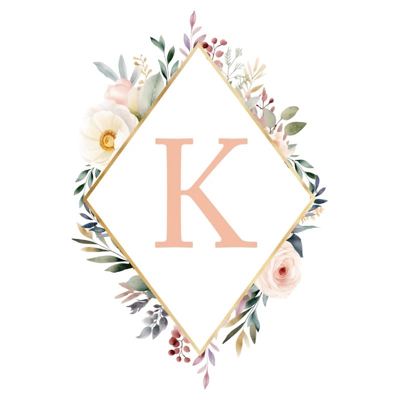 K monogramme, Floral, Boho