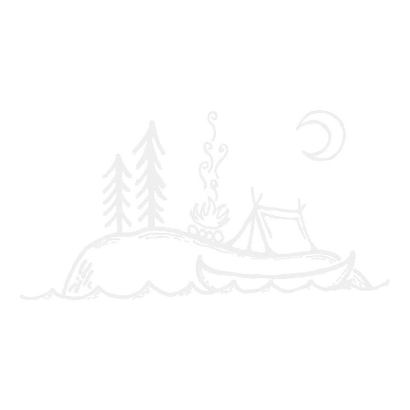 Île, feu de camp, camping et canoë