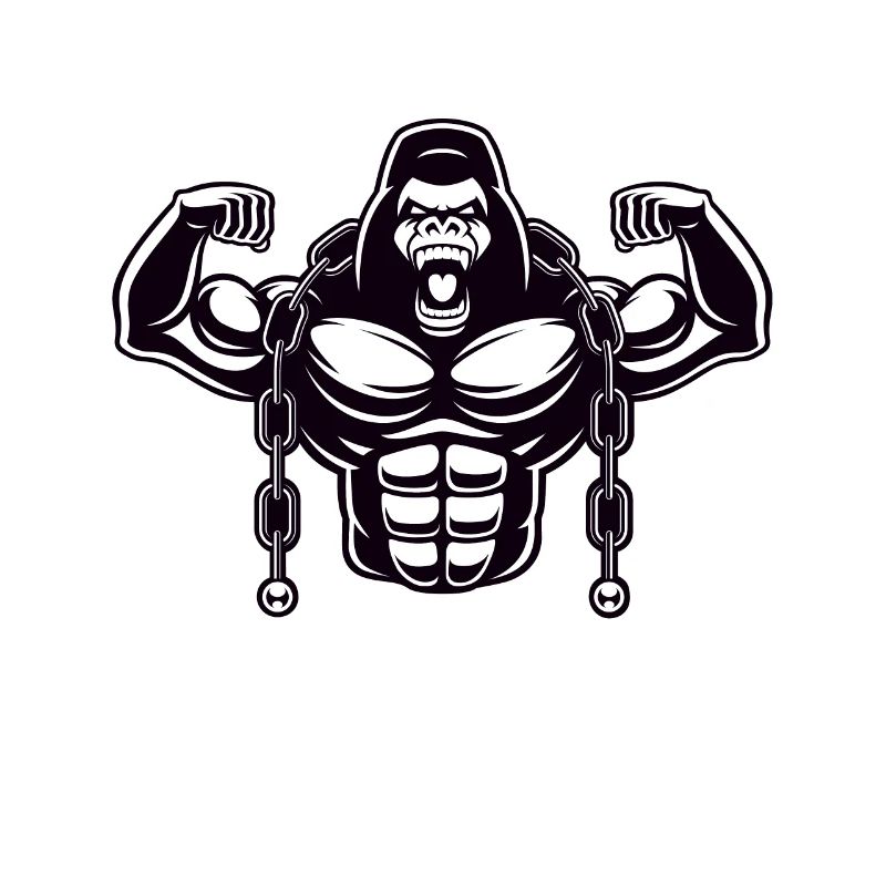 Work Hard be Strong Gorille Argent Cadeau