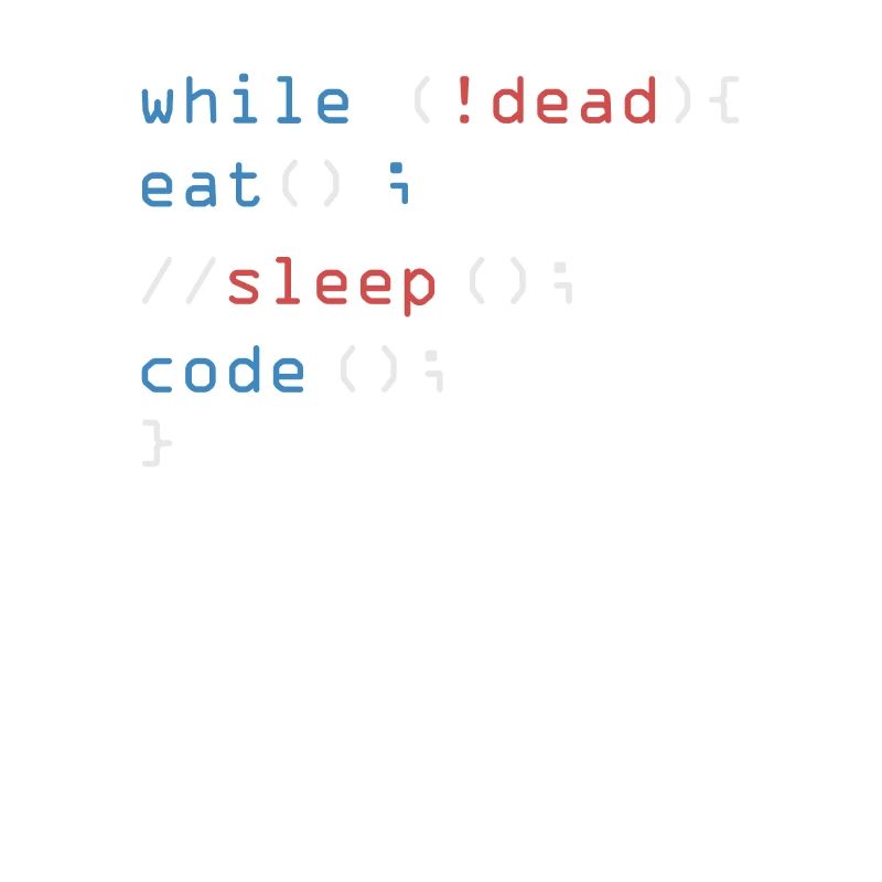 While Not Dead Eat Sleep Code programmeur pirate informatique