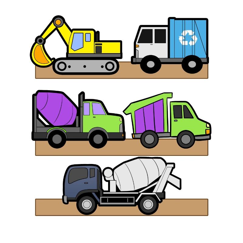 Excavatrice Chantier de construction Ouvrier de construction Camion de construction I Cadeau