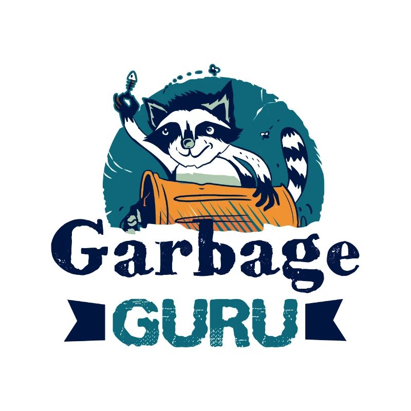 Raccoon lover garbage collecting garbage containers
