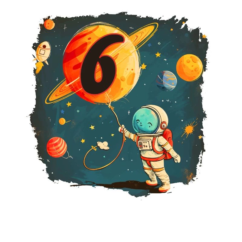 Astronaut Junge 6. Geburtstag Buntes Universum