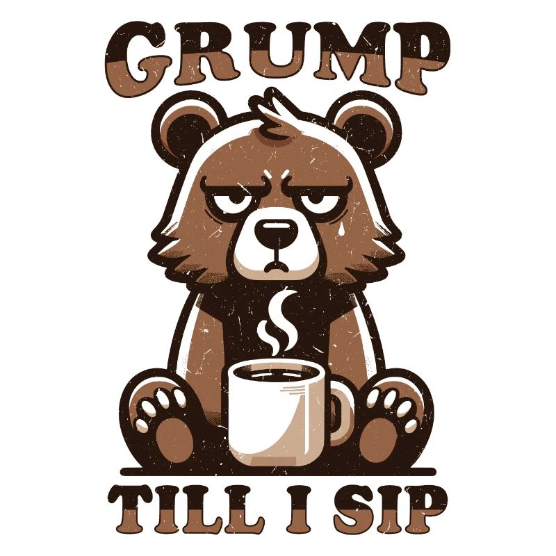 Grumpy bear with coffee
