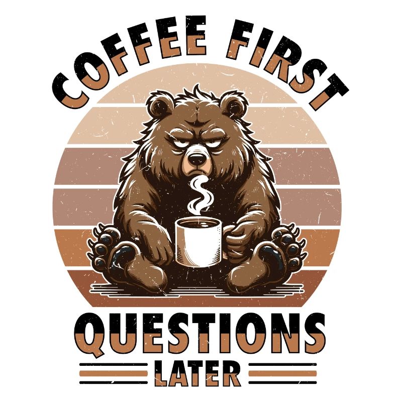 Grumpy bear with coffee