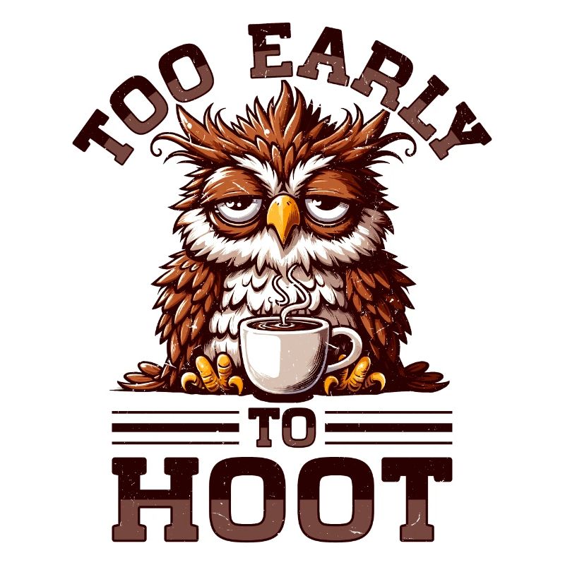 Grumpy owl with coffee