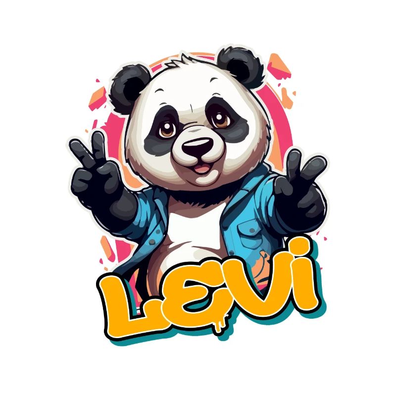 LEVI - Beau prénom de garçon avec panda cool