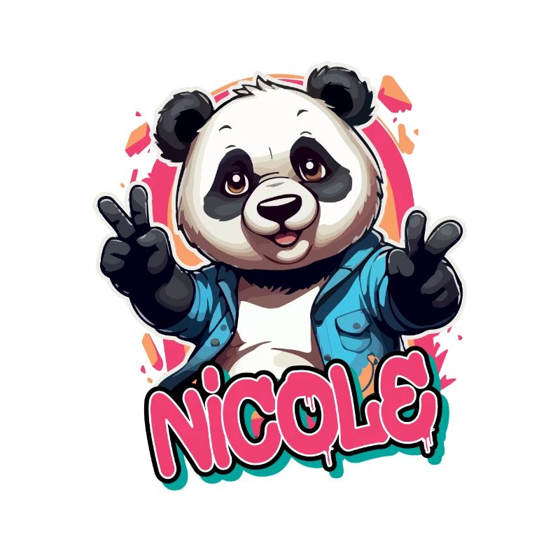 NICOLE - Schöner Mädchen Name mit coolem Panda