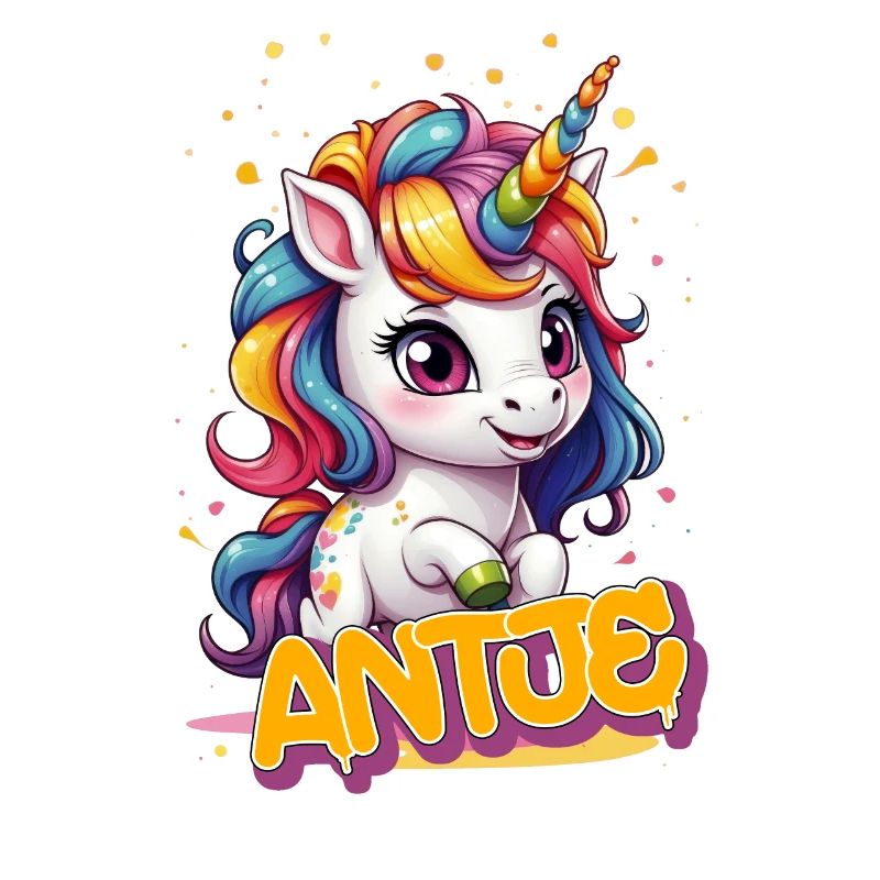 ANTJE - Schöner Mädchen Name mit süßem Einhorn