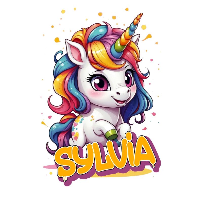 SYLVIA - Schöner Mädchen Name mit süßem Einhorn