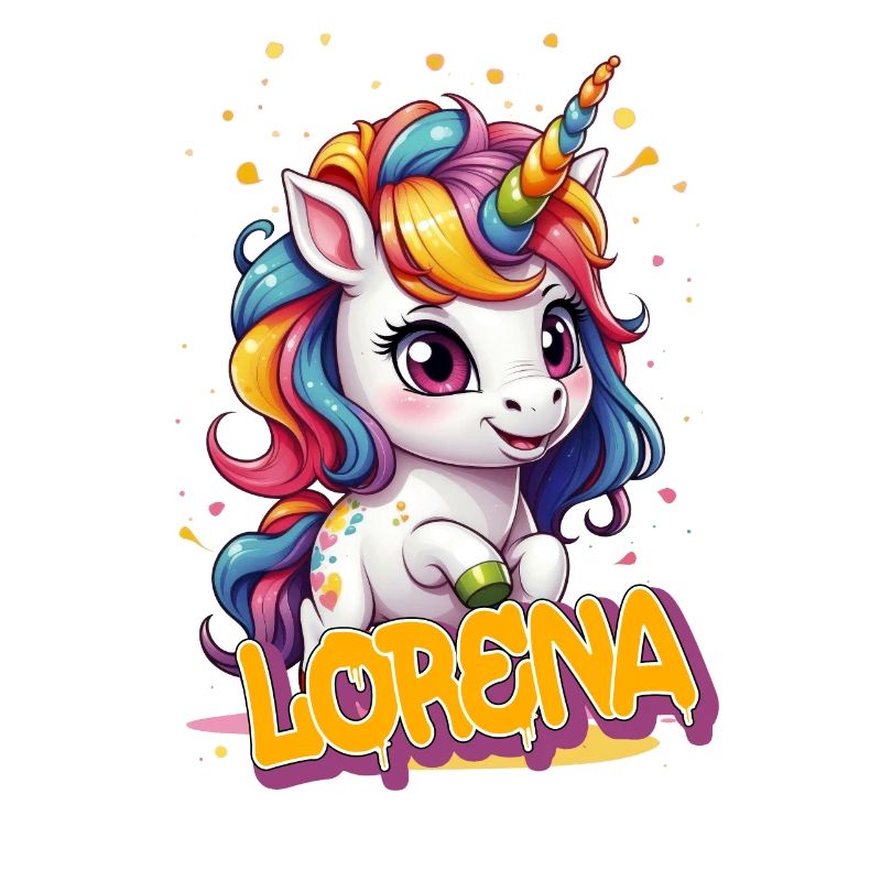 LORENA - Schöner Mädchen Name mit süßem Einhorn