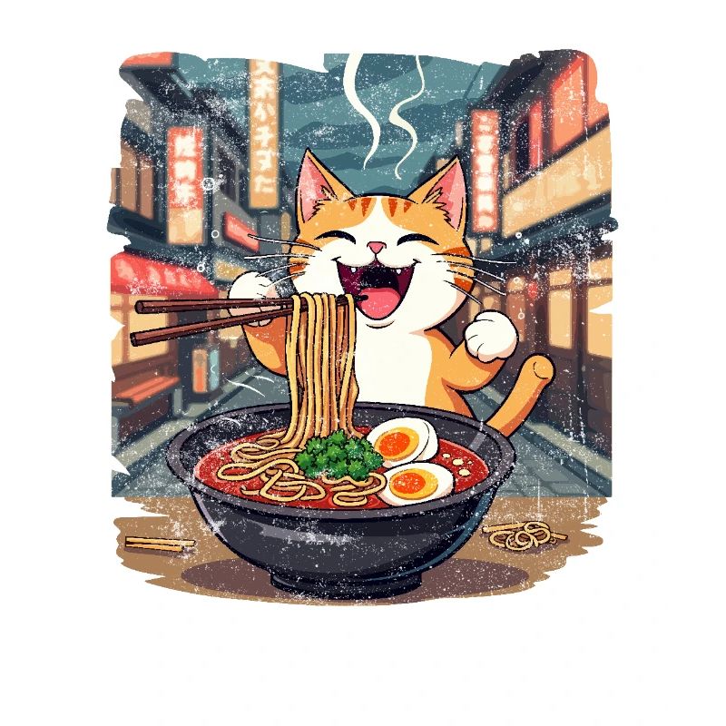 Katze Und Ramen, Digitale Kunst Katze