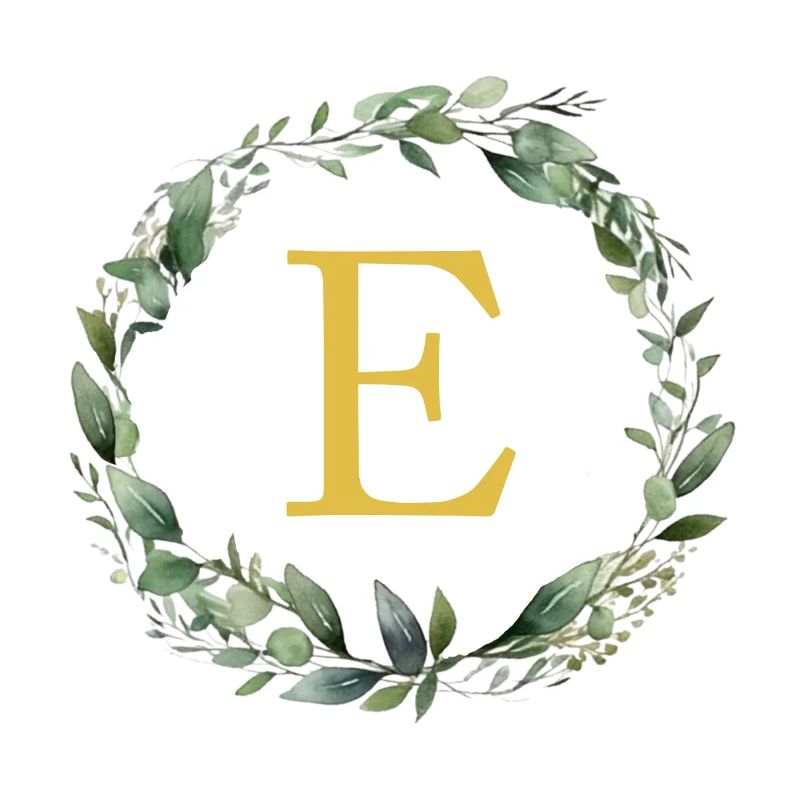 E Monogram, Eucalyptus Wreath