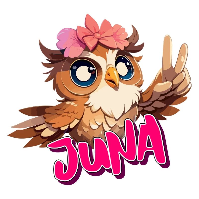 JUNA - Schöner Mädchen Name mit süßer EULE