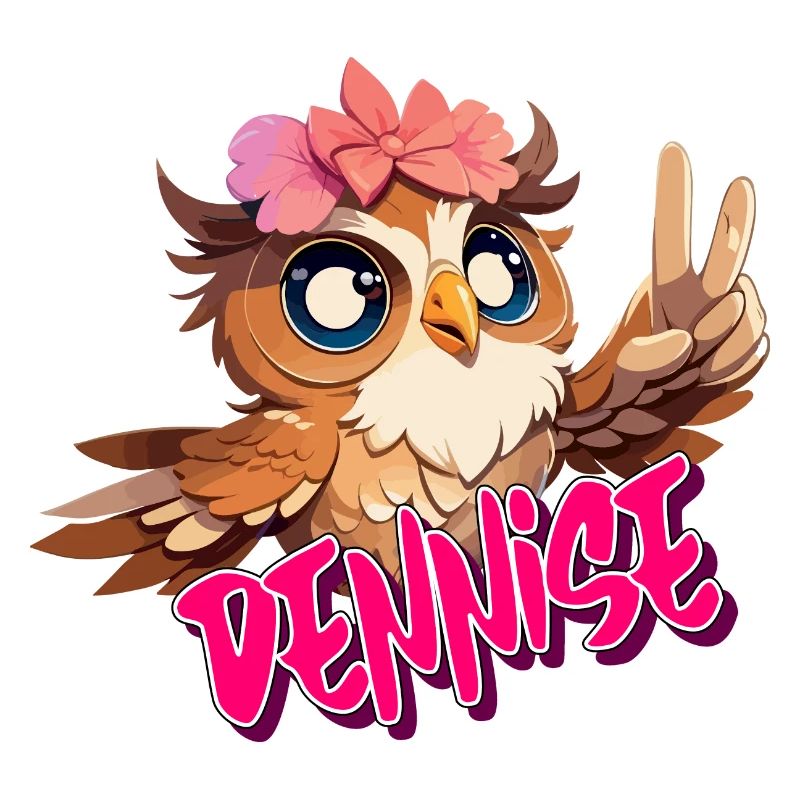 DENNISE - Schöner Mädchen Name mit süßer EULE