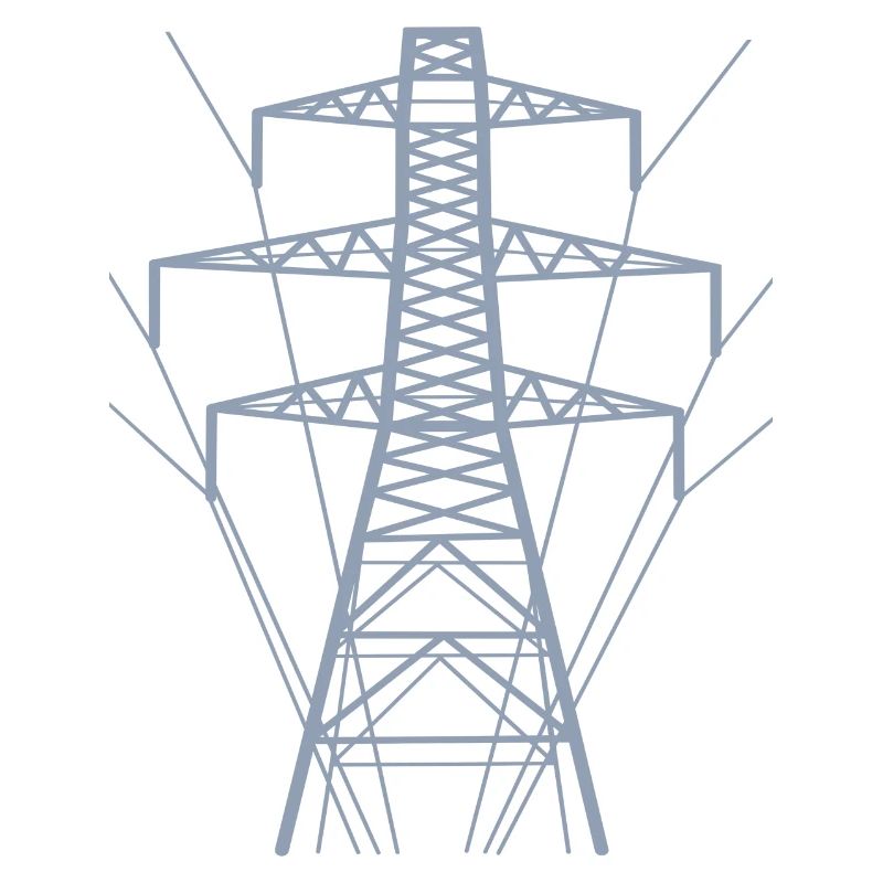 Weiße Strommast-Silhouette