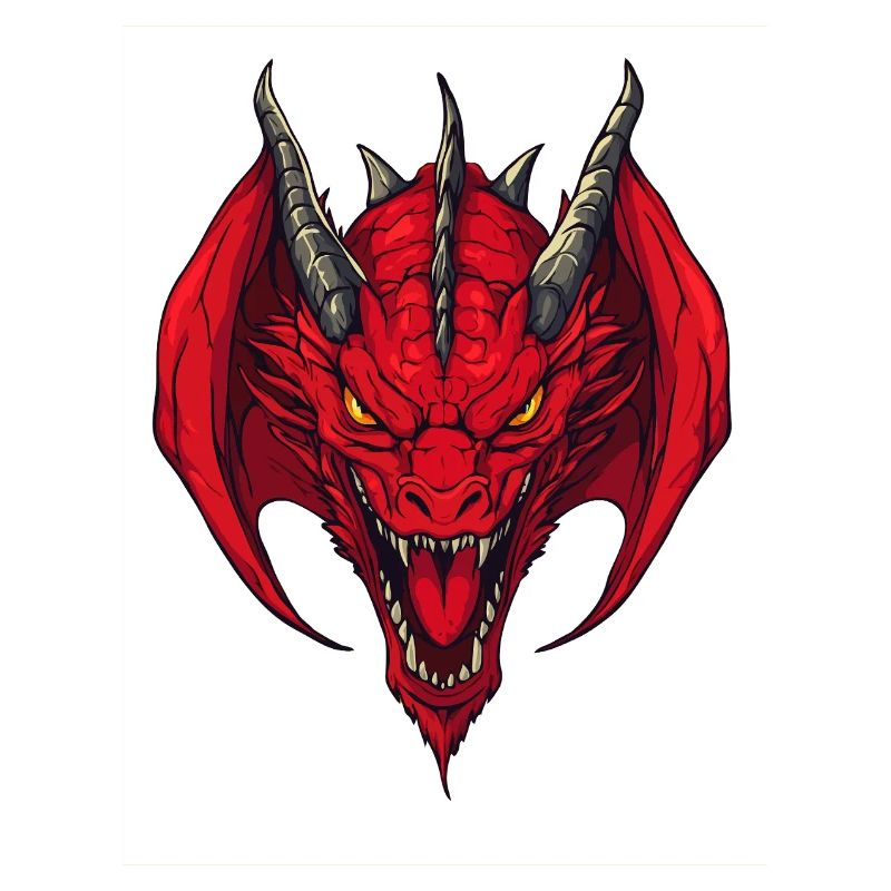 Red Dragon Head Front View