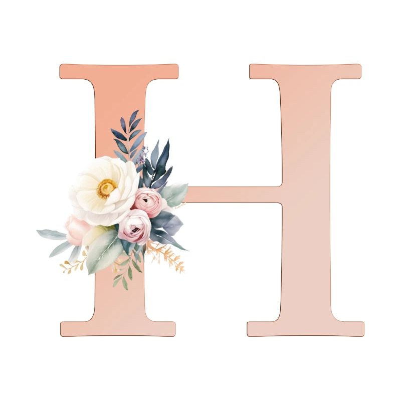 H Monogramm , Floral, Boho