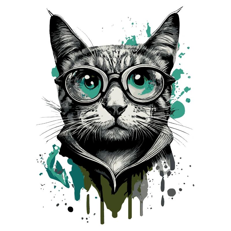Chat à lunettes - Nerd Cat - Visage de chat