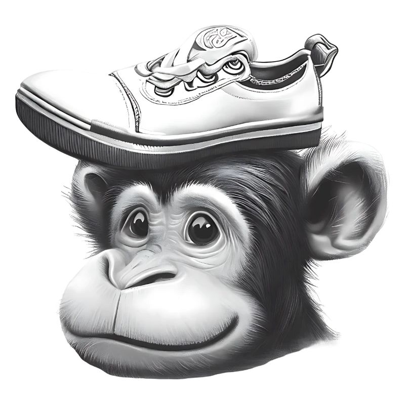 Affe mit Schuh-Hut