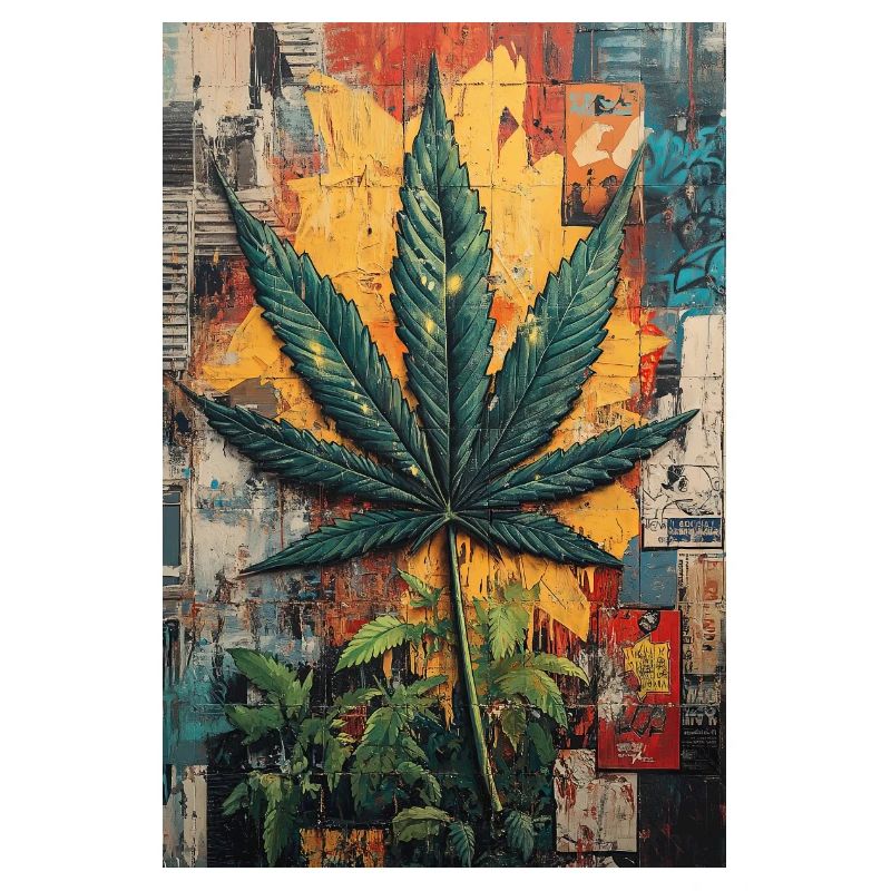 Graffiti Hemp Leaf Wall Art