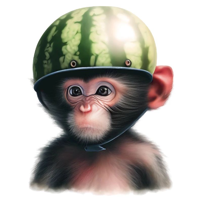 Monkey with watermelon