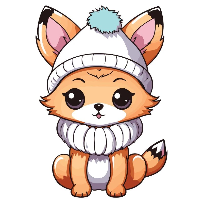 Fox Cute Winter Comic Hat
