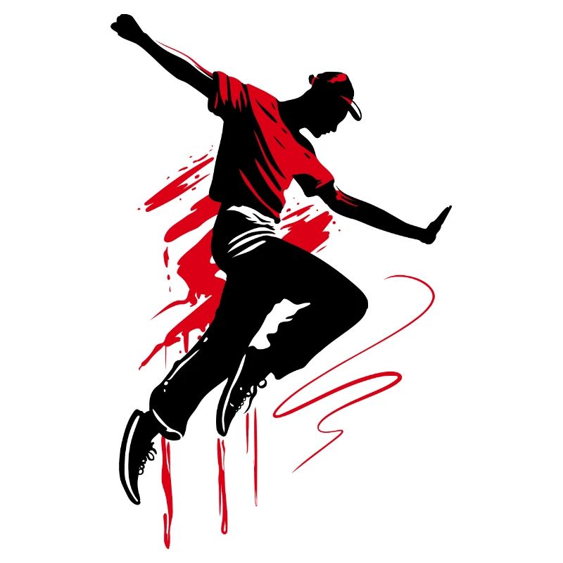 Breakdancer Dancer Silhouette en Rouge Noir