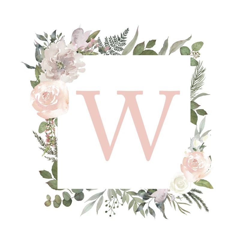 W Monogramme Eucalyptus Boho