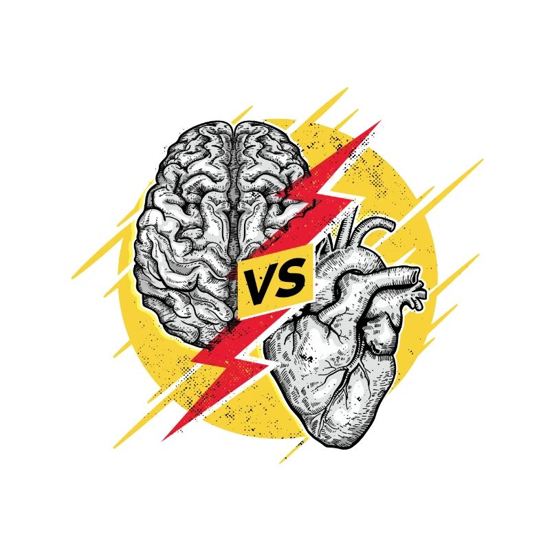 Heart vs. brain heart vs. brain with flash