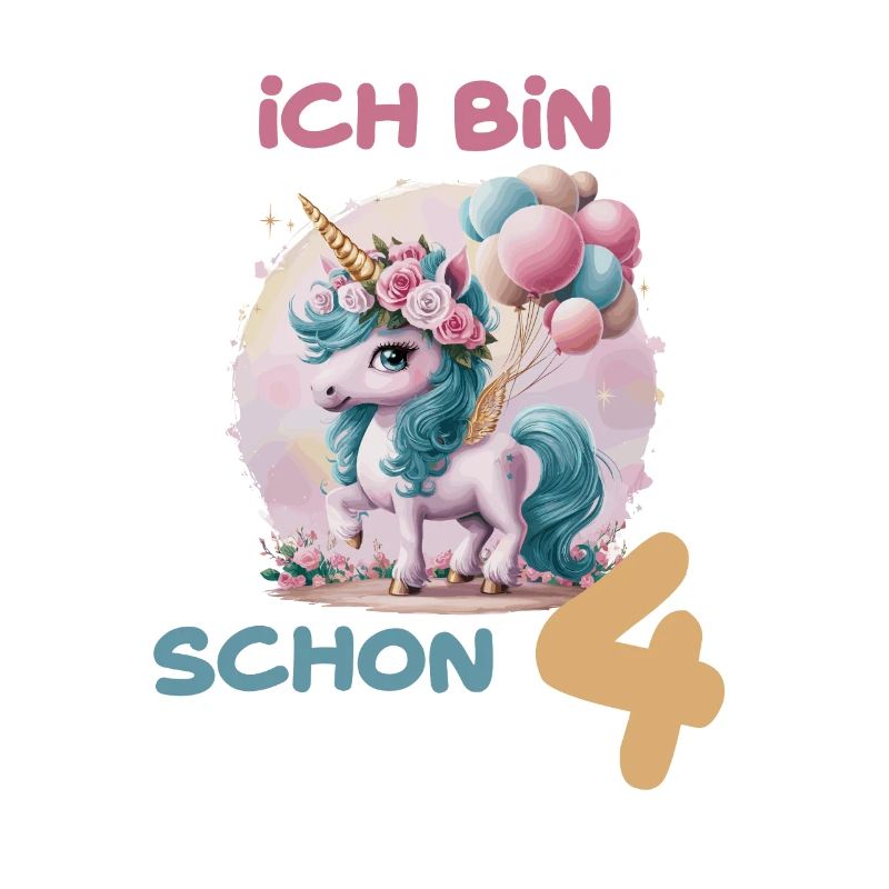 Magisches Einhorn Ballon 4 Geburtstag Vierter